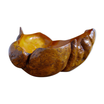 Swedish popular art Very large bowl in dark and curly birch, 1960s