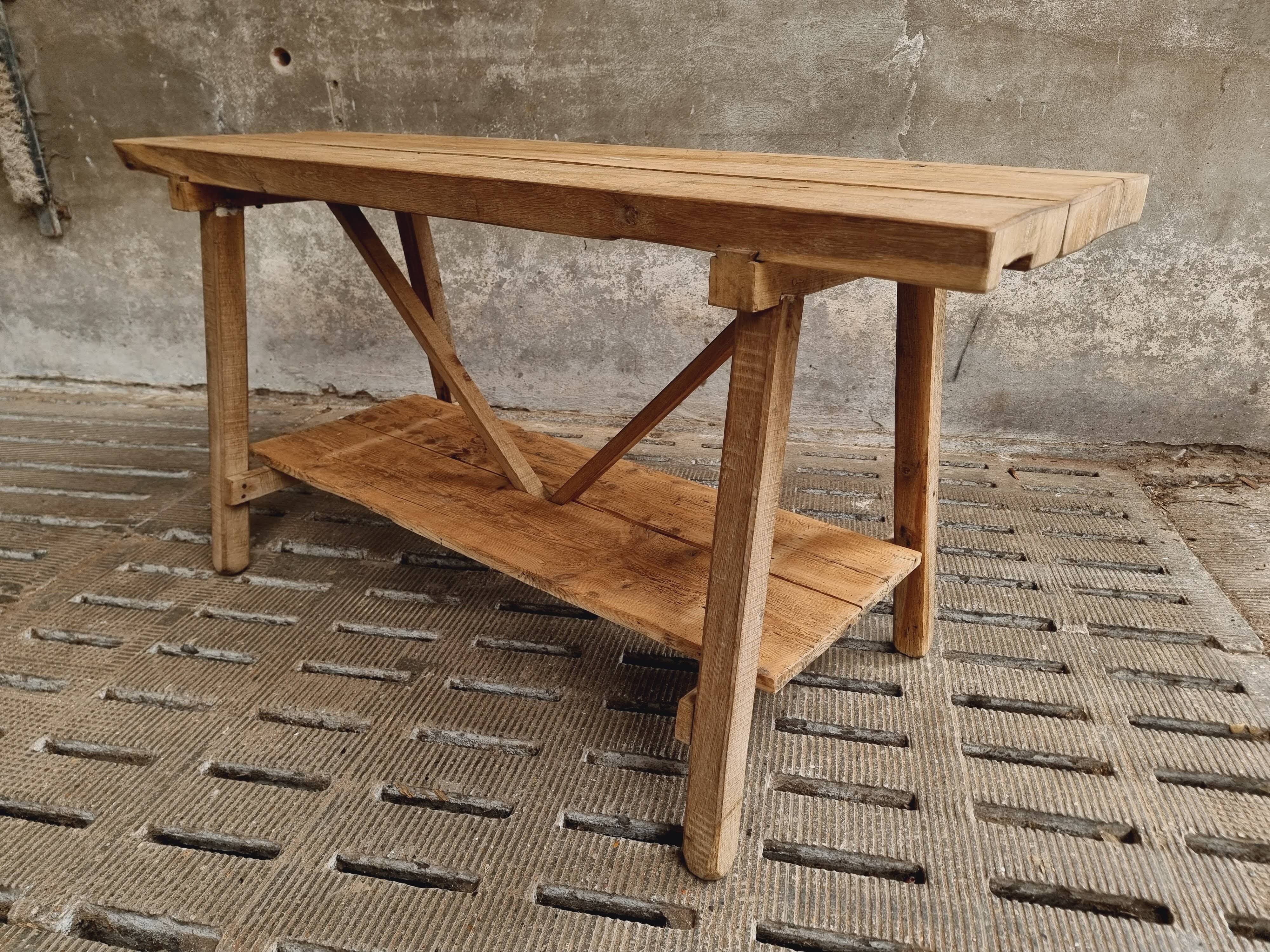 Old work table kitchen island bar table oak
