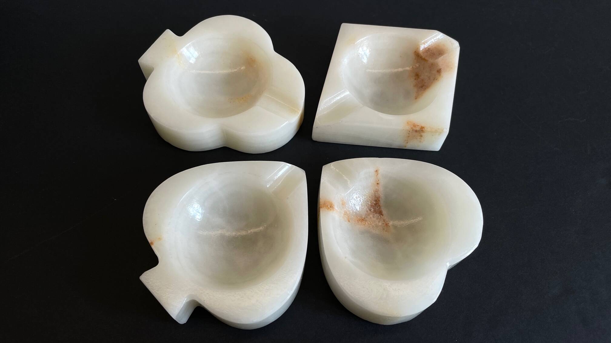 Vintage playing cards onyx ashtrays