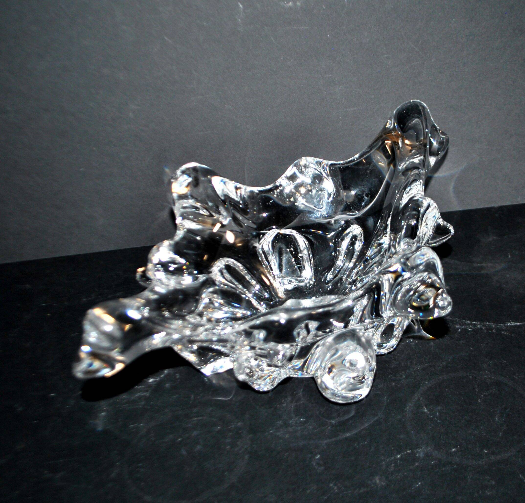 1960 design empty pocket coupe in free-form moulded crystal by Daum