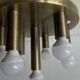 Mid-century ceiling light, brushed brass by Solken Leuchten, 7 lamps.