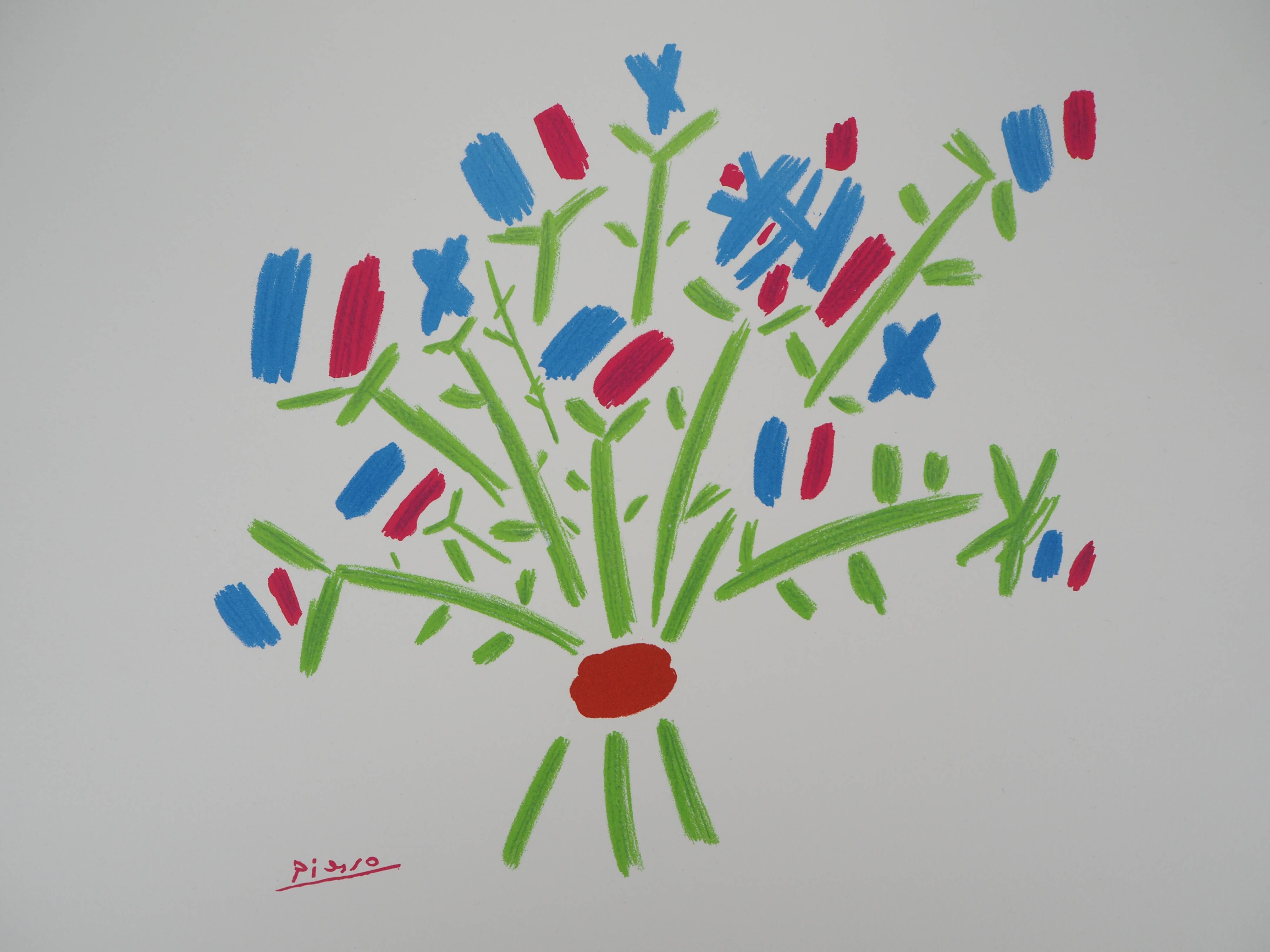 Pablo PICASSO: The blue, white, red bouquet - Signed lithograph
