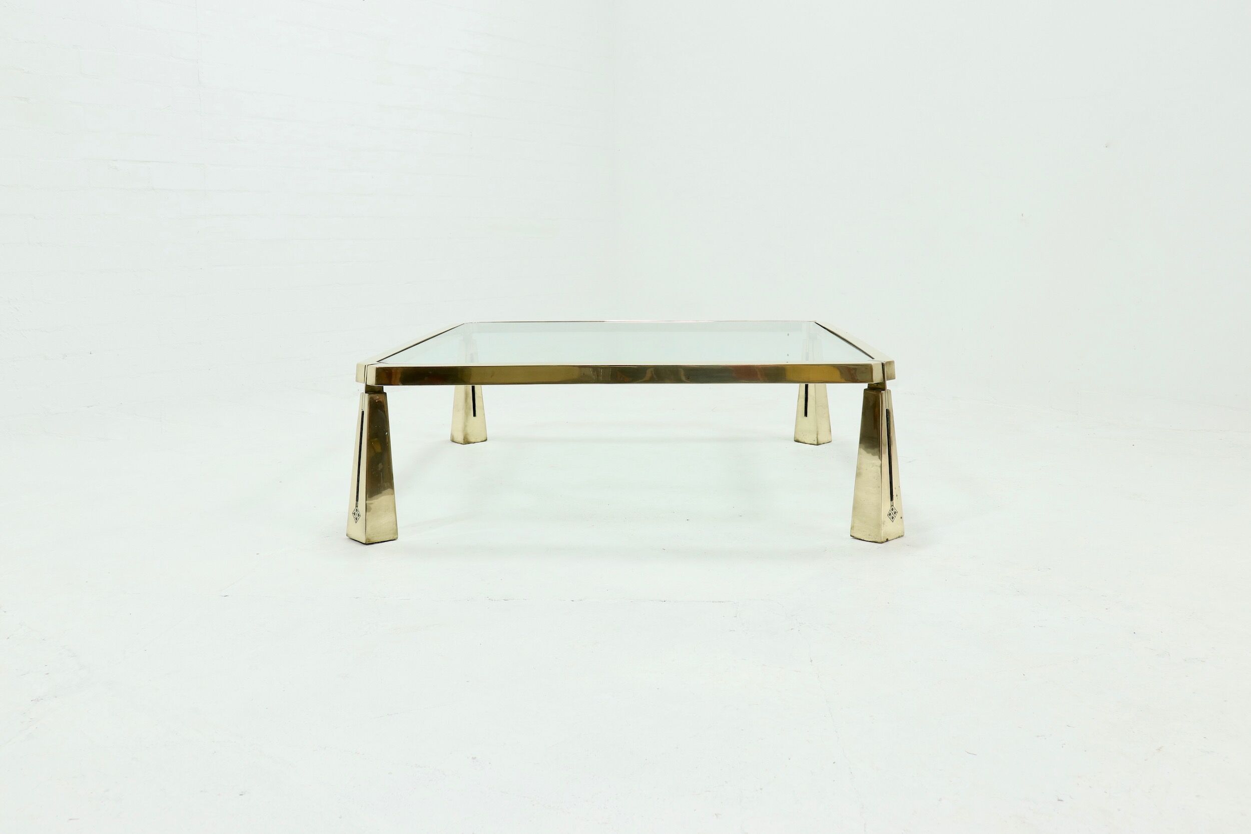 Solid brass sculptural coffee table by Peter Ghyczy 1980s