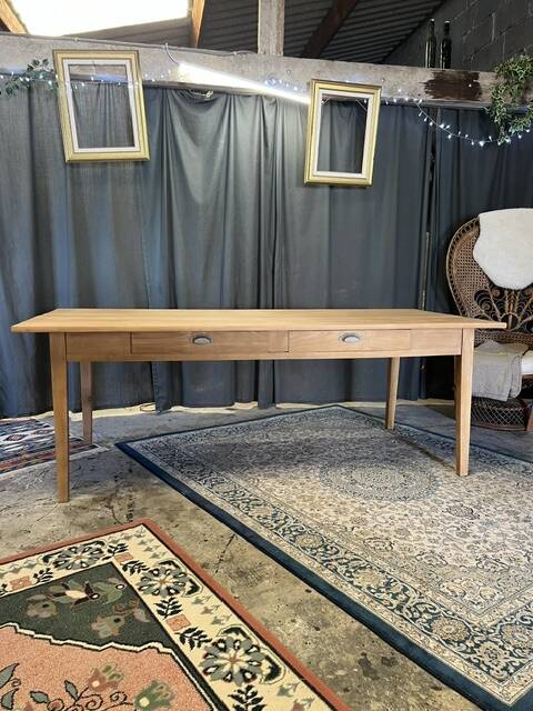 Large vintage table in restored solid elm.