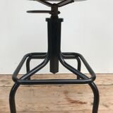 Former HELIOLITHE 50s adjustable Metal & wood Vintage shop stool