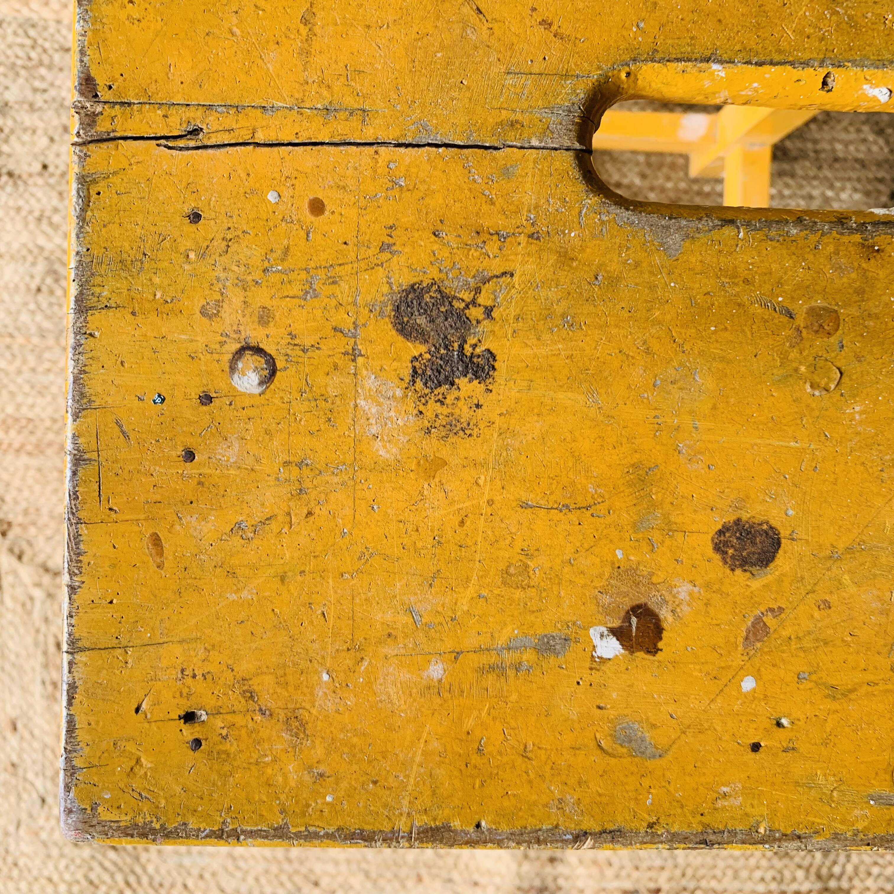 Yellow wooden high stool