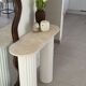 Travertine and wood console | white oak