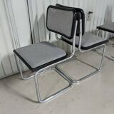 Vintage Marcel Breuer design chairs, Cesca model, heather gray fabric seat