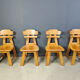 Vintage Dutch brutalist oak dining chairs, 1960s