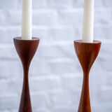 2x Teak Candlesticks, 1960s Denmark