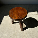 Brown solid wood stool flat circular seat