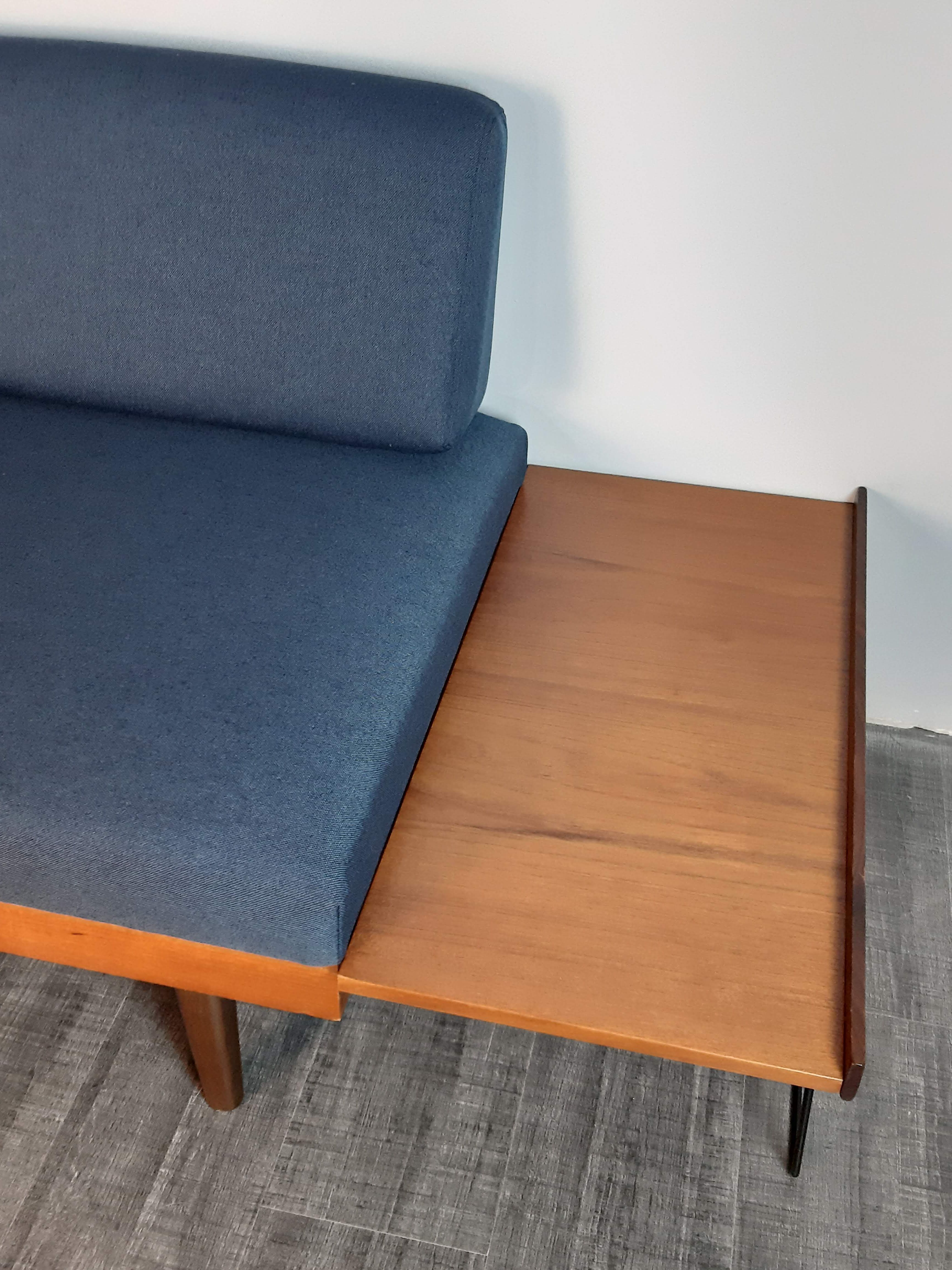 Daybed teck blue fabric Ingmar Relling by Ekornes vintage scandinavian