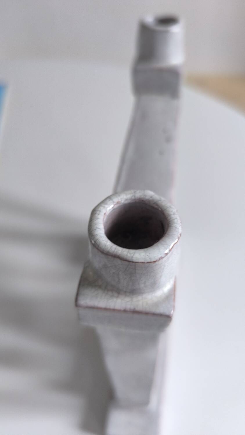1960s crackle ceramic candle holder