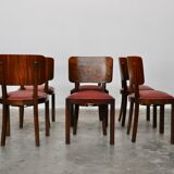 Vintage dining chairs in walnut, italy, 1930s, set of 6
