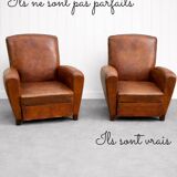 Pair of leather club armchairs – Mid-20th century