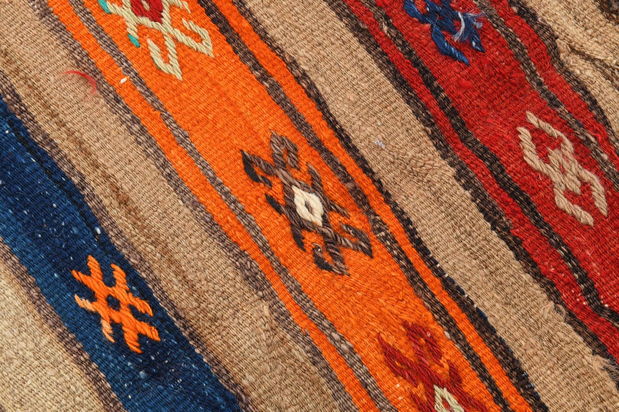 142x231Cm Multicolor Vintage Kilim Rug, Handmade Wool Rug