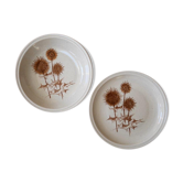 Salad bowl and presentation dish, Sarreguemines, thistle pattern