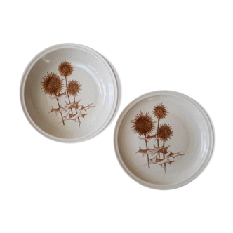 Salad bowl and presentation dish, Sarreguemines, thistle pattern