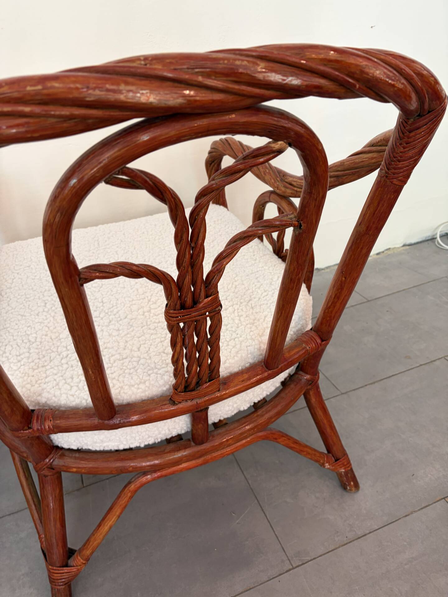 Paire de fauteuils en rotin torsadé 