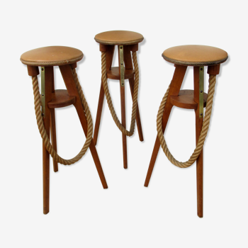 Series of 3 bar stools, vintage