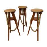 Series of 3 bar stools, vintage