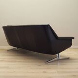 Brown leather sofa, Danish design, 1970s, designer: Werner Langenfeld, manu