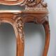 Antique console in mahogany, velvet and glass, Italy, 19th century.