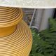 Grande lampe en céramique nervurée jaune moutarde 1970