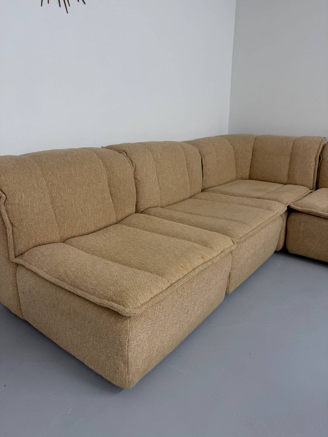 Modular sofa in beige fabric, 70s, 5 elements