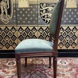 Set of 6 Louis XVI style chairs in green velvet