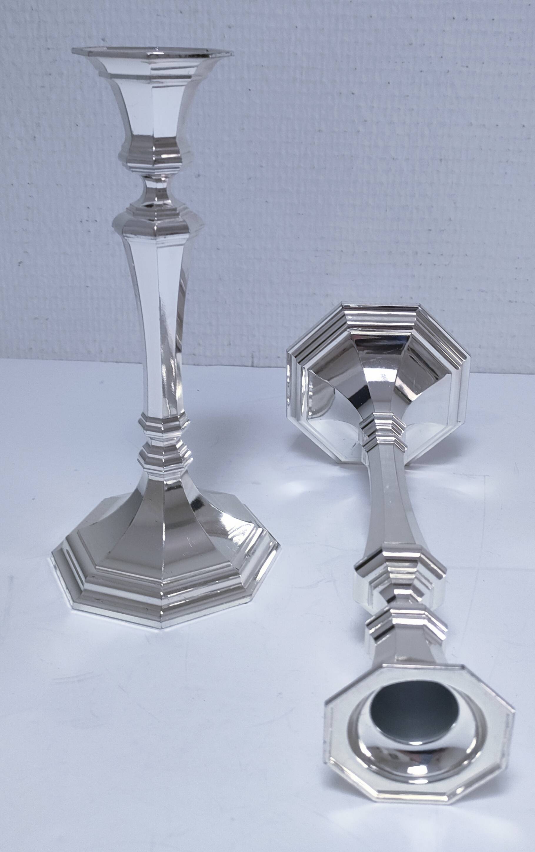 Pair of BMF candlesticks in silver-plated metal, vintage stamped
