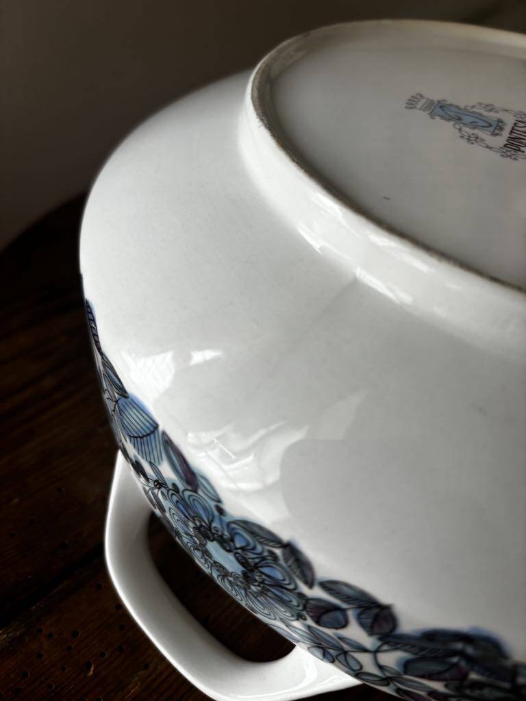 Sublime blue flower soup tureen, Spanish Pontesa porcelain