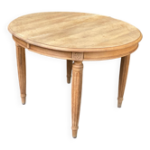 Table à manger ronde extensible art déco rénovée en chêne massif XXème 205c