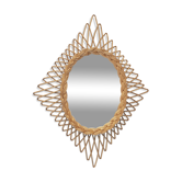 Mirror rattan vintage the "diamond" TBE 60 years 45x59cm