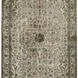 Handwoven overdyed turkish 1970s 163 cm x 265 cm grey carpet