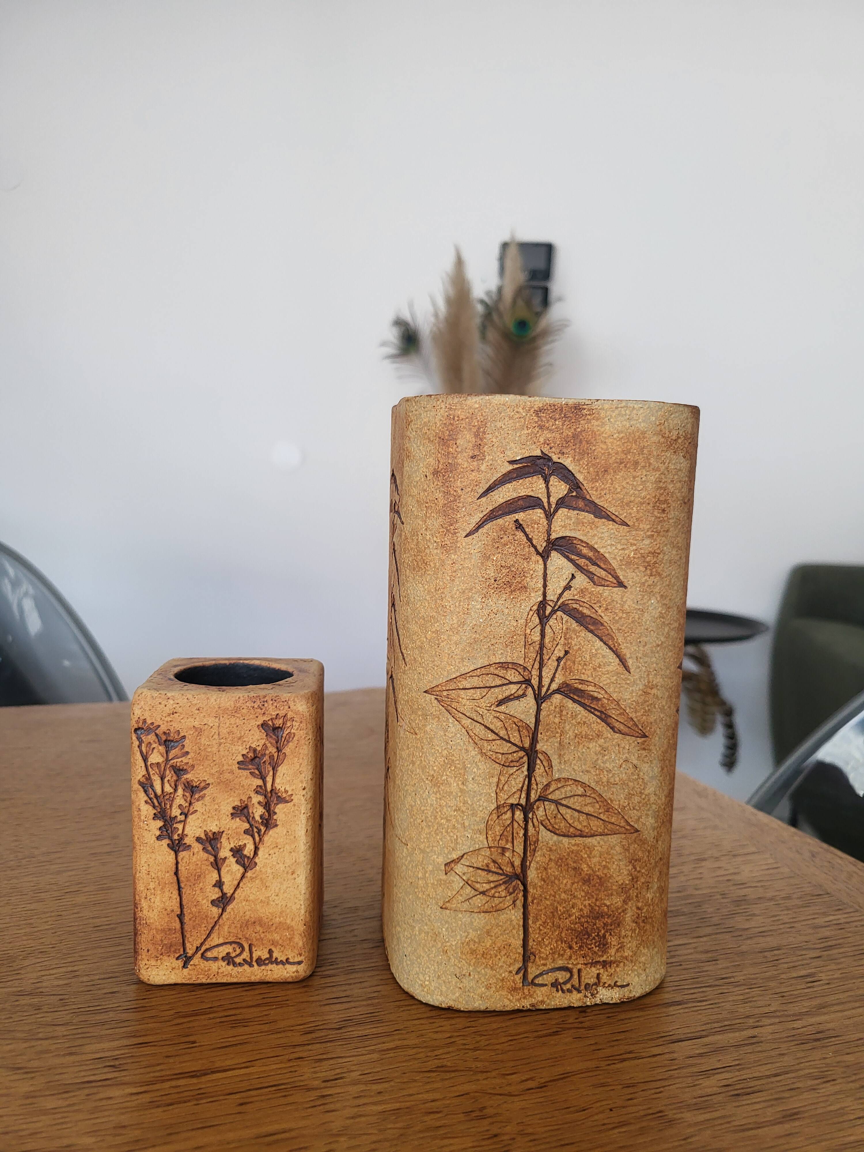 2 herbarium vases by Raymonde Leduc, Vallauris