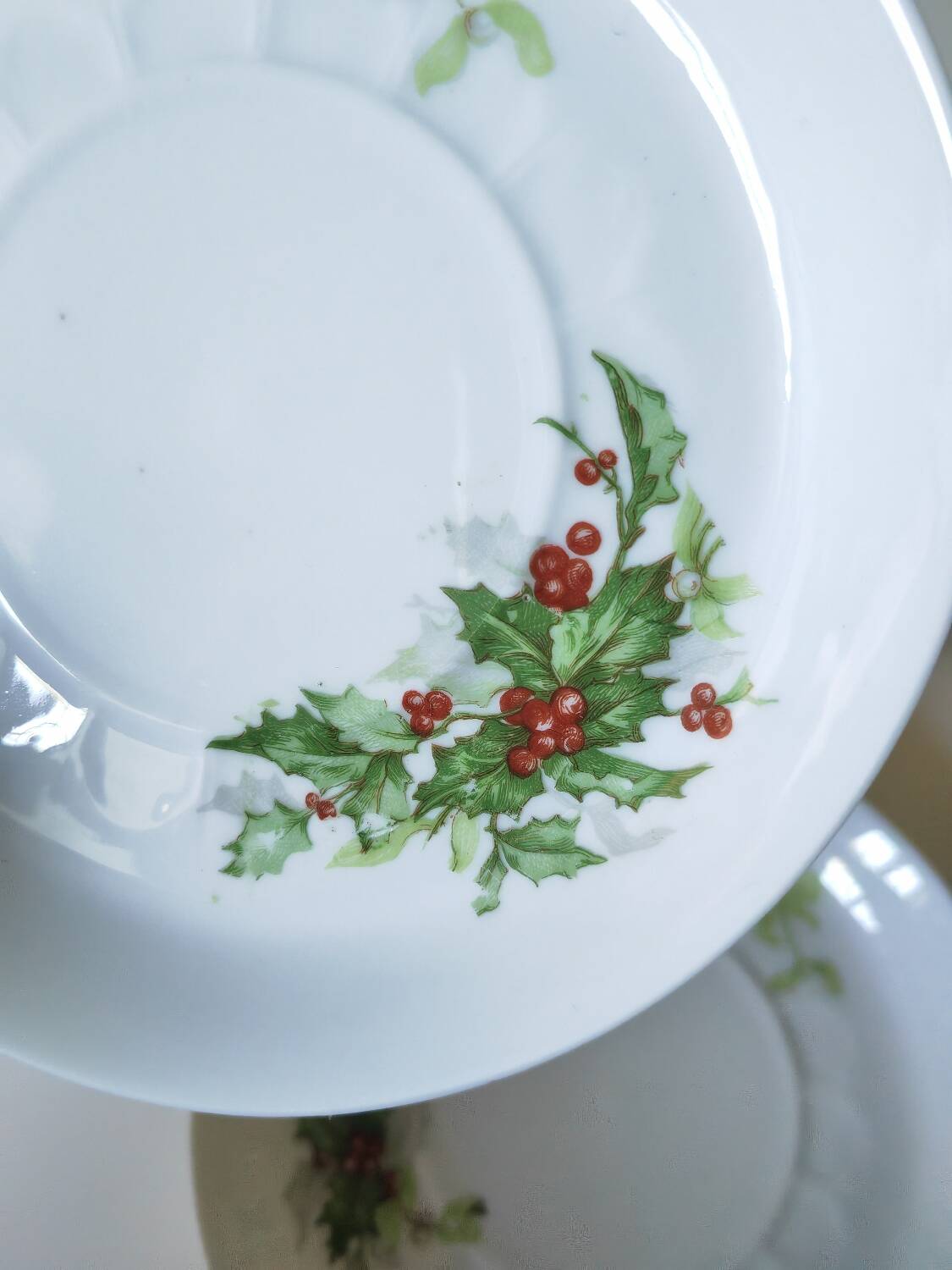 Limoges Christmas saucers