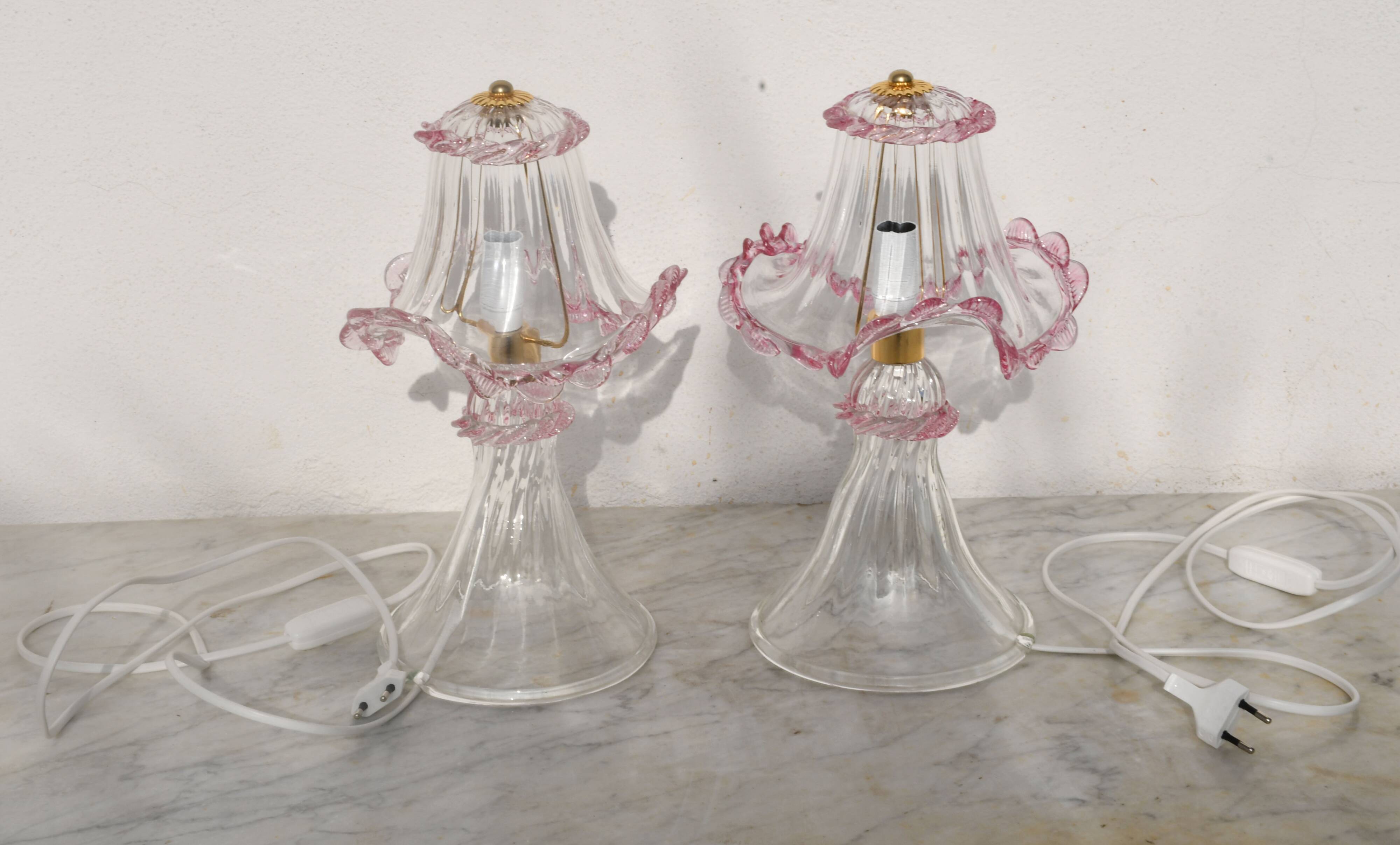 Set of 2 of Pink table lamps in Murano glass