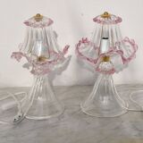 Set of 2 of Pink table lamps in Murano glass