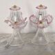 Ensemble de 2 lampes de table roses en verre de Murano.