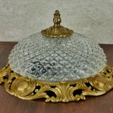 Bronze and diamond glass ceiling light.