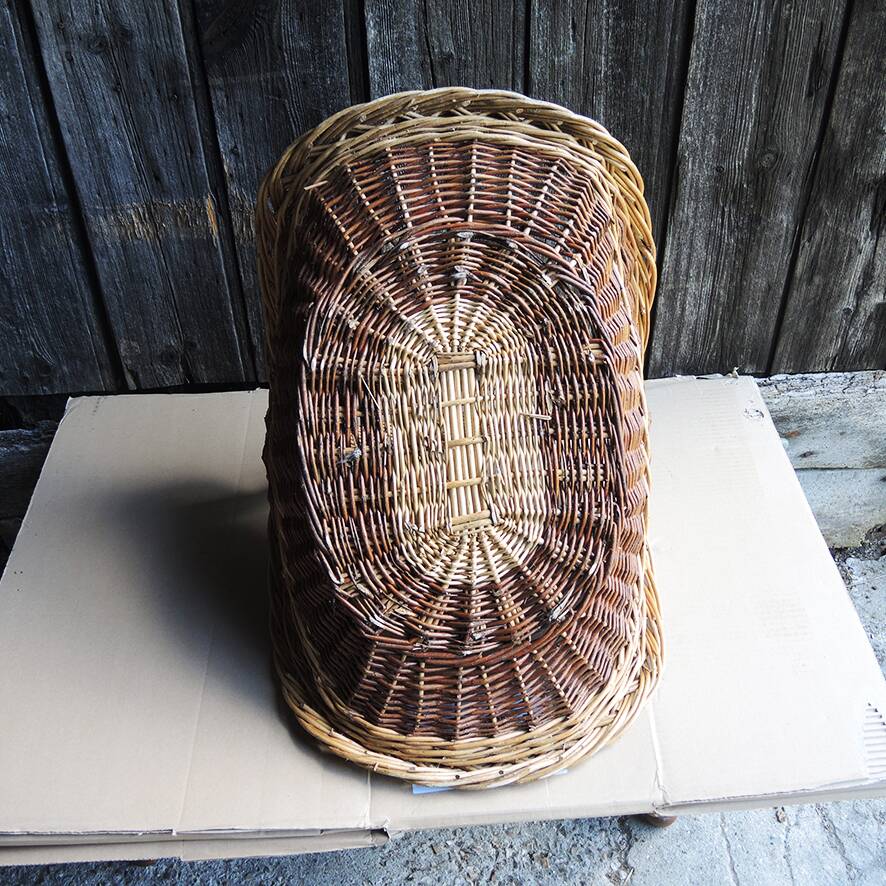Antique two-tone wicker log basket