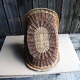 Antique two-tone wicker log basket
