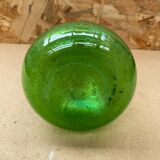 Ancien vase soliflore style biot verre soufflé bullé vert vintage