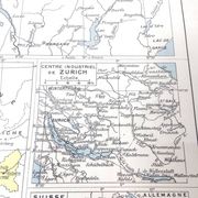 Vintage map of Switzerland in colour 43x43cm from 1950.