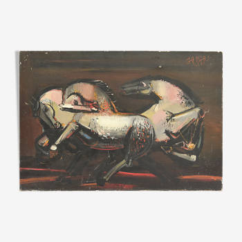 Oil on canvas Horses