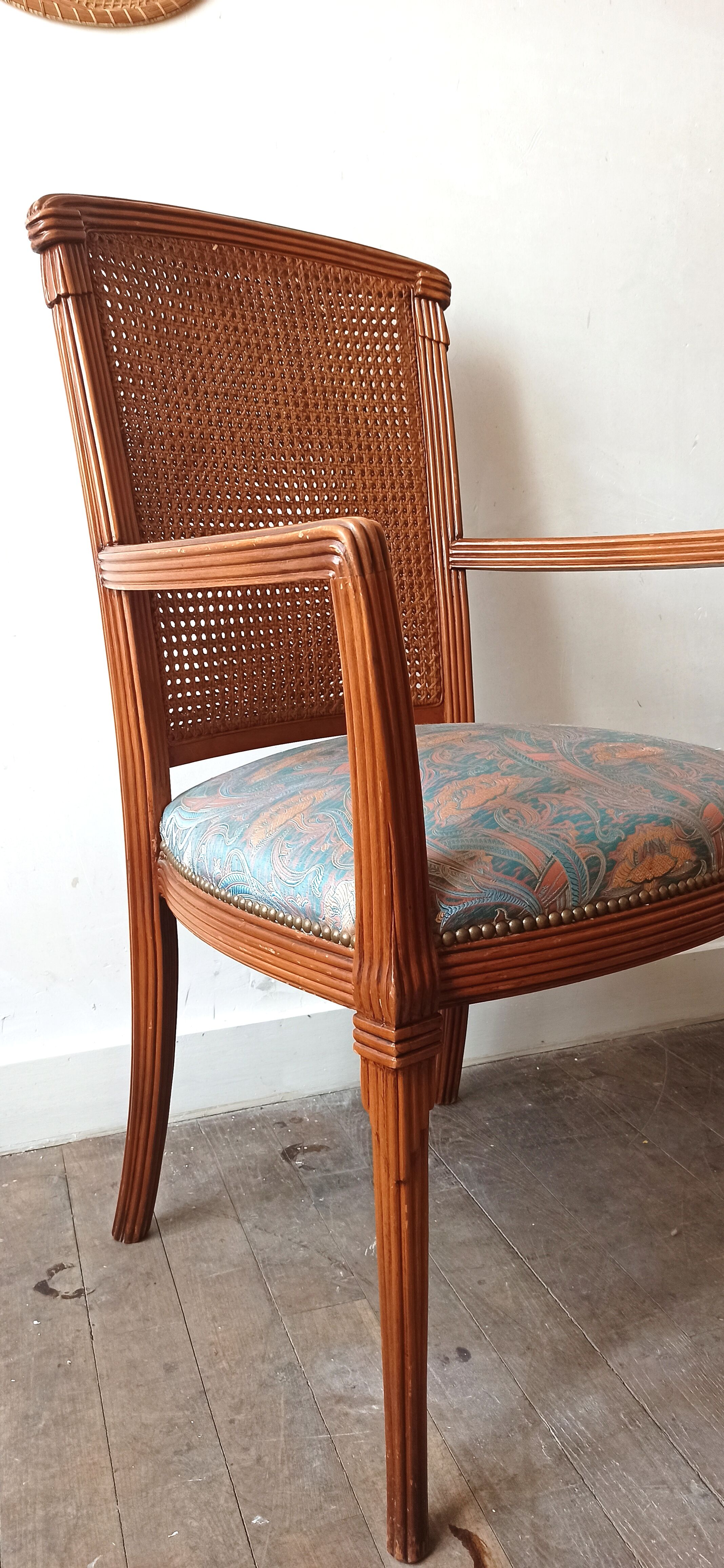 Wooden armchair and cannage