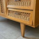 Vintage wicker high sideboard
