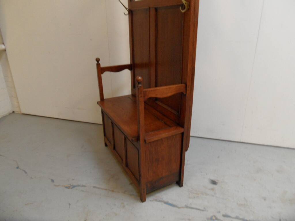 Antique oak entrance bench