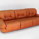 Vintage Italian cognac leather sofa Sapporo Mobil Girgi 1970s